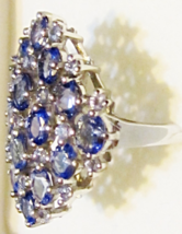 PURPLE TANZANITE OVAL &amp; ROUND COCKTAIL RING, PLATINUM / SILVER, SIZE 9, ... - $159.99