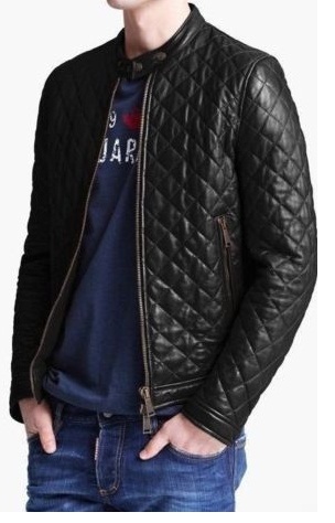 MEN SLIM FIT LATHER JACKET MEN QUILTED LEATHER JACKET, MENS JACKET ...