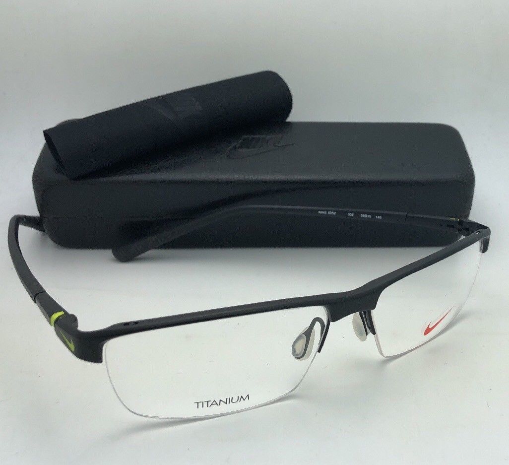 New Nike Eyeglasses 6052 002 59 15 145 Semi Rimless Black Titanium Frames Eyeglass Frames 2526