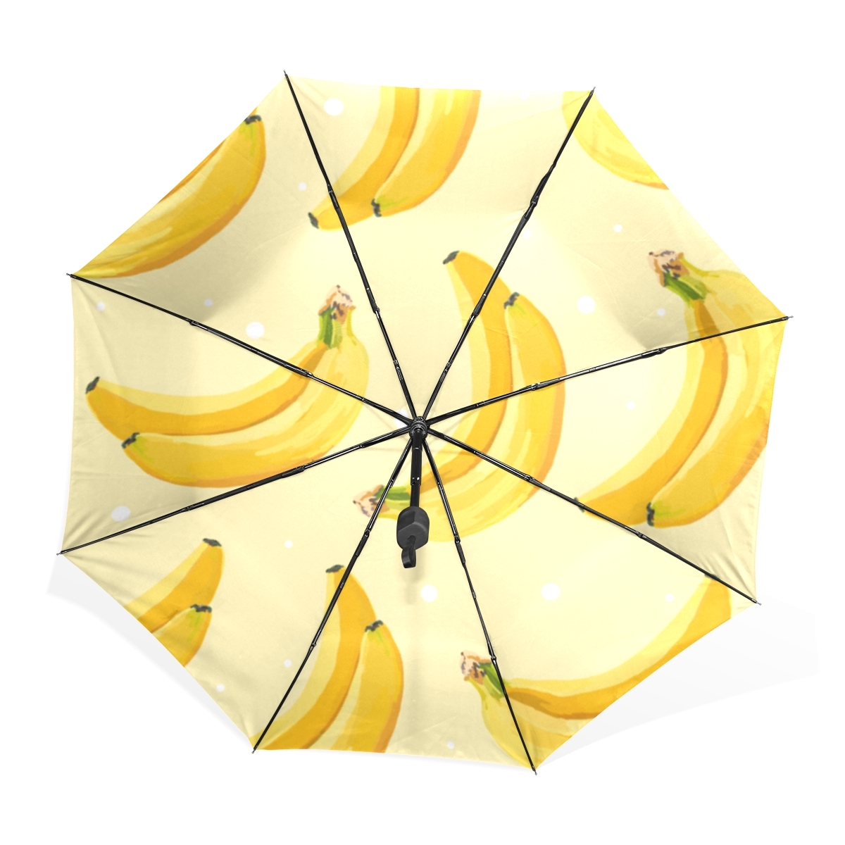Banana Fresh Yellow Tropical Fruit Black Portable Compact Folding