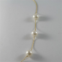 18K YELLO GOLD NECKLACE WITH ROUND WHITE FRESHWATER PEARLS MADE IN ITALY image 1