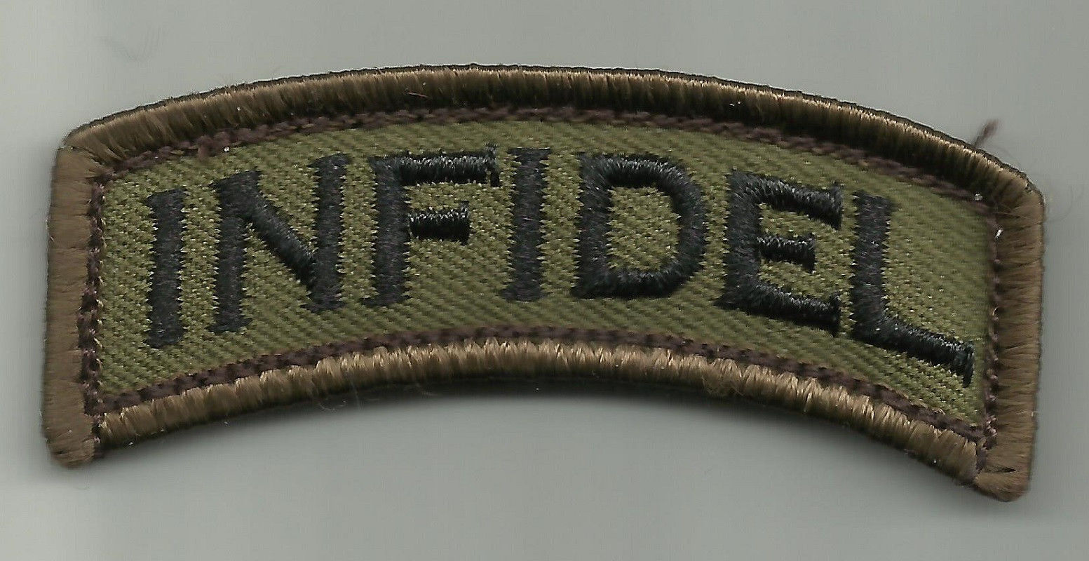 INFIDEL ROCKER TAB FOREST COMBAT TACTICAL BADGE MORALE VELCRO MILITARY