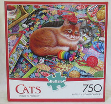 Buffalo 750 Piece Jigsaw Puzzle CATS PUZZLING PROBLEM Orange &amp; Gray Tabb... - $35.49