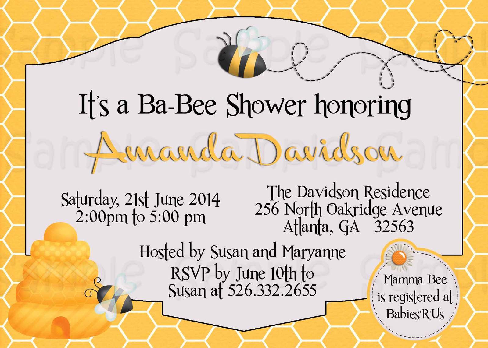 Free Printable Bumble Bee Baby Shower Invitations 6