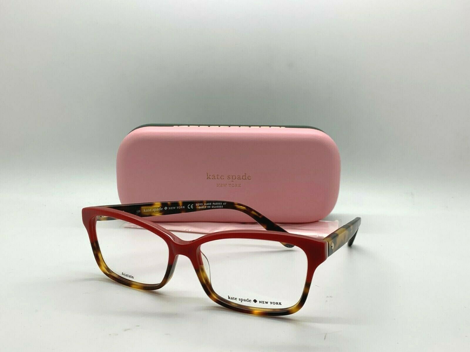 New Kate Spade New York Eyeglasses Sharla 01q0 Red Tortoise Fade 53 14 135mm Eyeglass Frames 7638