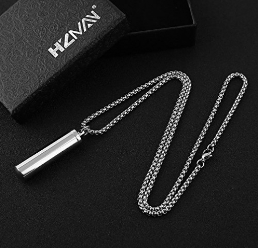 HZMAN Capsule Pendant Necklace Stainless Steel Cremation Urn Jewelry ...