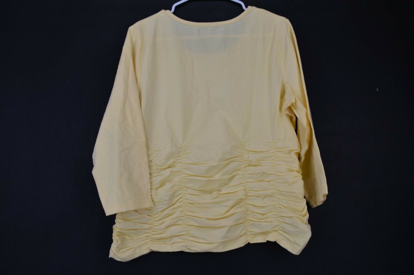 Appleseeds Women's Petite Large Crew Neck Long Sleeve Shirt Yellow