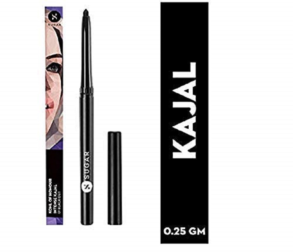 SUGAR Cosmetics Khl Of Honour Intense Eye Pencil 01 Black Out (Black), 0.25 g