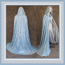 Medieval Gothic Hooded Velvet Cape Cloak 12th Century Clothing 7 Choice Colors image 3