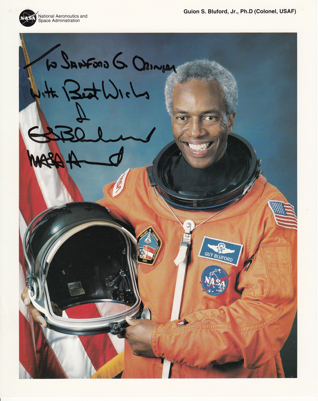 Guion Bluford Signed Autographed NASA Color 8x10 Photo - Space