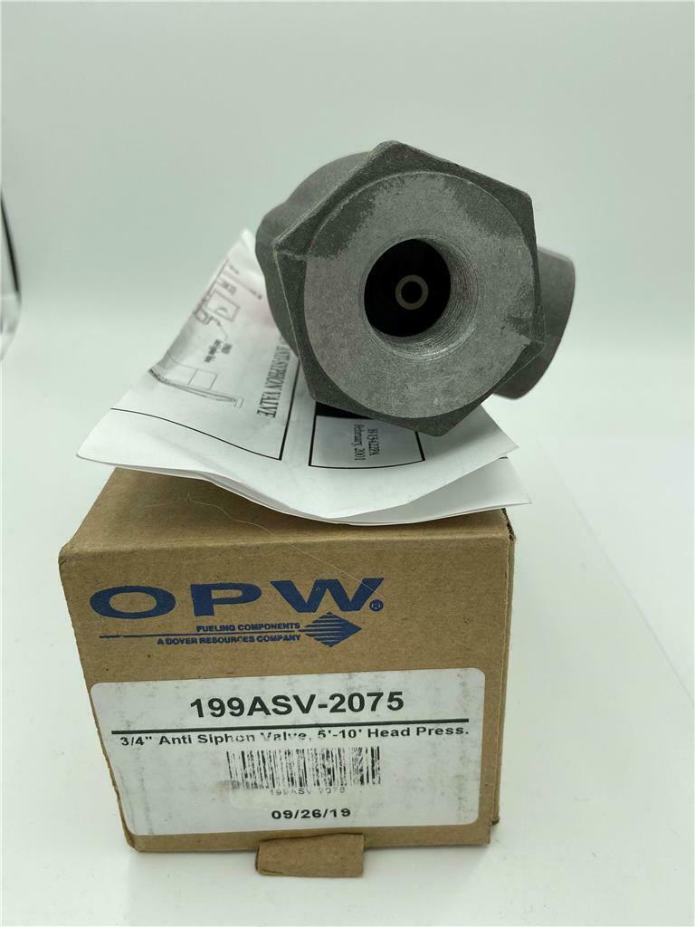NEW OPW 199ASV2075 3/4" Anti Siphon Valve 5'10' Head Pressure