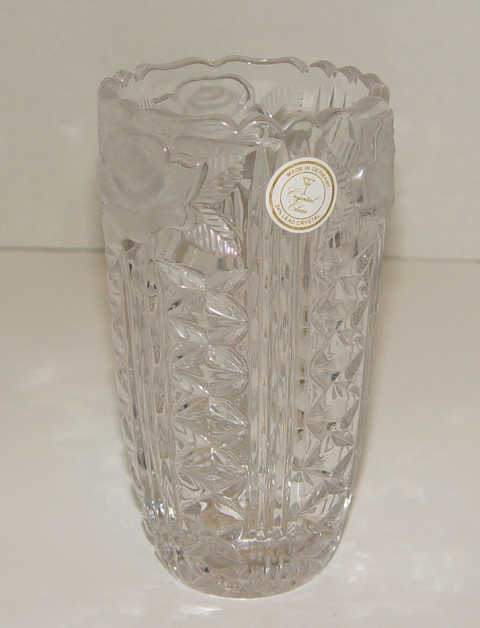 Beautiful Vintage Antique Large Crystal Clear 24 Lead Crystal Vase 8