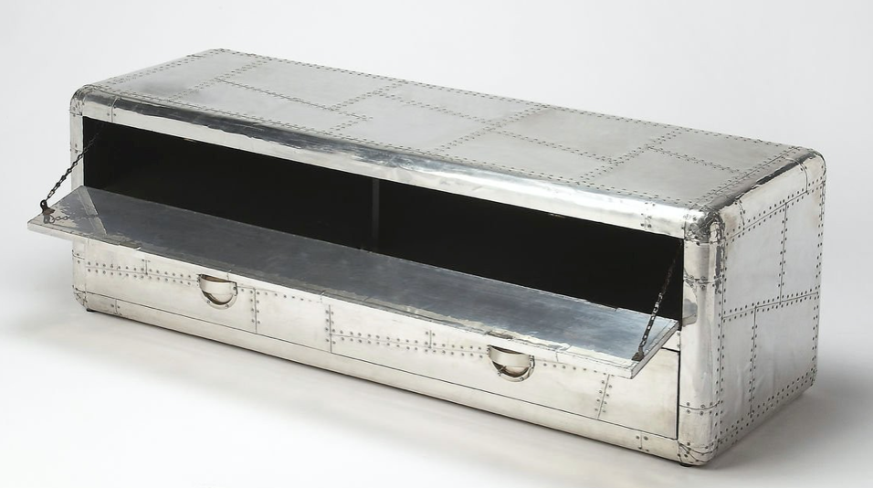 Restoration Hardware Replica Aviator Bench Coffee Media Console Table