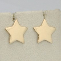 SOLID 18K YELLOW GOLD EARRINGS FLAT STAR, SHINY, SMOOTH, 10 MM, MADE IN ITALY image 1