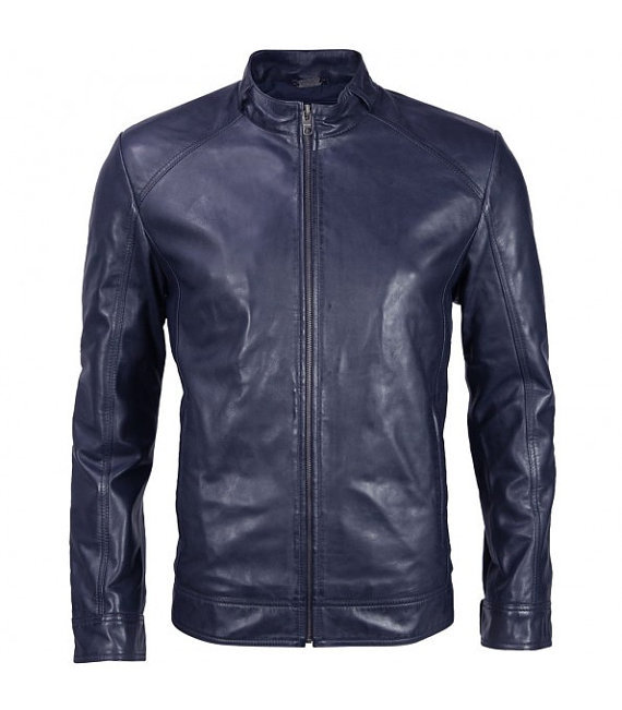 Men blue leather jacket , blue men leather jacket, slimfit leather ...