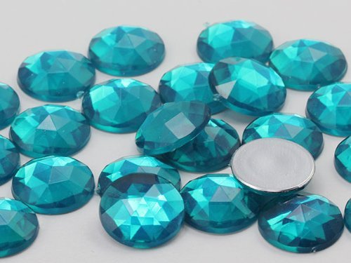 11mm Blue Zircon .BZ Flat Back Round Acrylic Jewels High Quality Pro Grade - ...