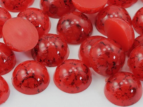 13mm Coral H615 Round Marble Cabochon High Quality Pro Grade - 30 Pieces