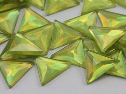 13mm Jonquil AB Flat Back Triangle Acrylic Jewels High Quality Pro Grade - 60...