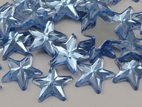15mm Sapphire Lite .LS Flat Back Acrylic Star Jewels High Quality Pro Grade -...
