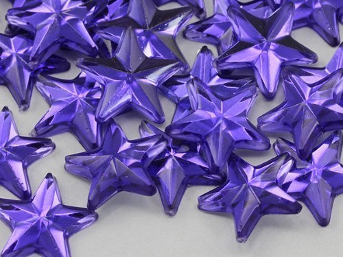 15mm Violet .VT Flat Back Acrylic Star Jewels High Quality Pro Grade - 35 Pieces