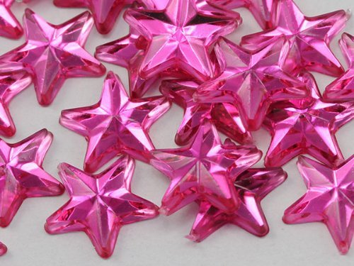 15mm Pink Hot .NAP01 Flat Back Acrylic Star Jewels High Quality Pro Grade - 3...