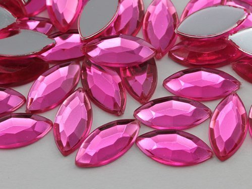 10x5mm Pink JG03 Flat Back Navette Acrylic Jewels High Quality Pro Grade - 75...