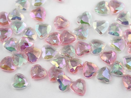 16mm Pink Heart Decorating Gems AB Coating For Table Scatter Wedding Decorati...