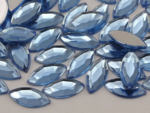 15x7 Sapphire Lite .LS Flat Back Navette Acrylic Jewels High Quality Pro Grad...