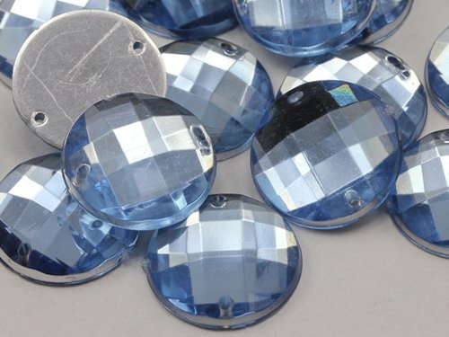 10mm Sapphire - Lt. CH02 Round Flat Back Sew On Beads for Crafts - 100 Pieces