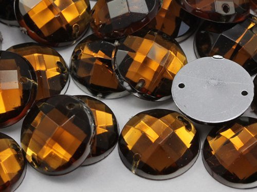 10mm Smokey Topaz CH25 Round Flat Back Sew On Beads for Crafts - 100 Pieces