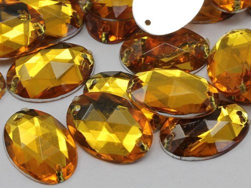 25x18mm Topaz CH16 Oval Flat Back Sew On Beads for Crafts - 20 Pieces [Kitchen]