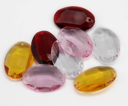 25x18mm Crystal Point Back Oval Gems 2 Holes No Foil - 20Pieces [Kitchen]