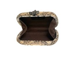New BOTTEGA VENETA Python Snakeskin Leather Knot Clutch Bag Purse Made in Italy image 7