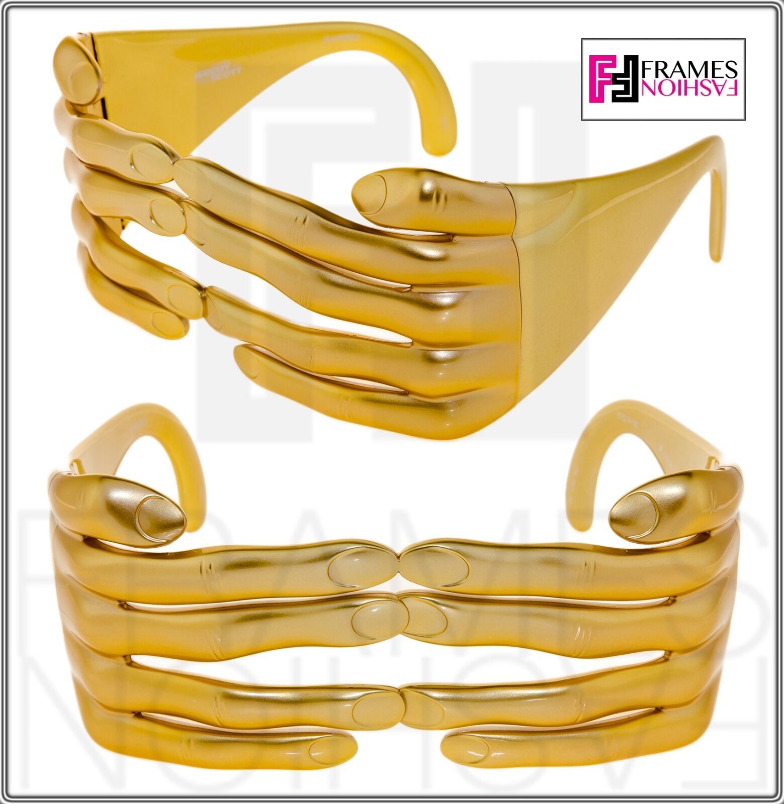LINDA FARROW Jeremy Scott Gold Hands Fashion Accessory JS/HANDS Sunglasses