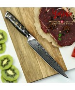 Chef Kitchen Knives Damascus Utility Knife 6 Inch Slicing Tool Gold Foil Handle - $38.51