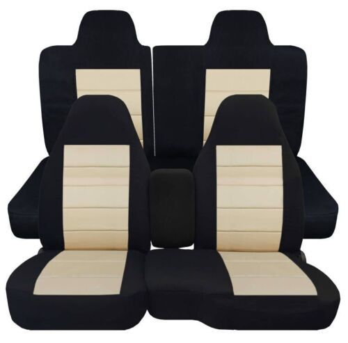 Front and Rear car seat covers Fits Chevy Colorado truck 2004-2012 Black & Sand
