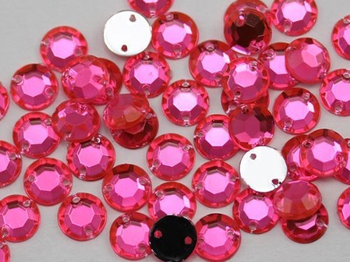 7mm Sew On Rhinestones Pink - Hot Pink H114- 100 Pieces [Kitchen]