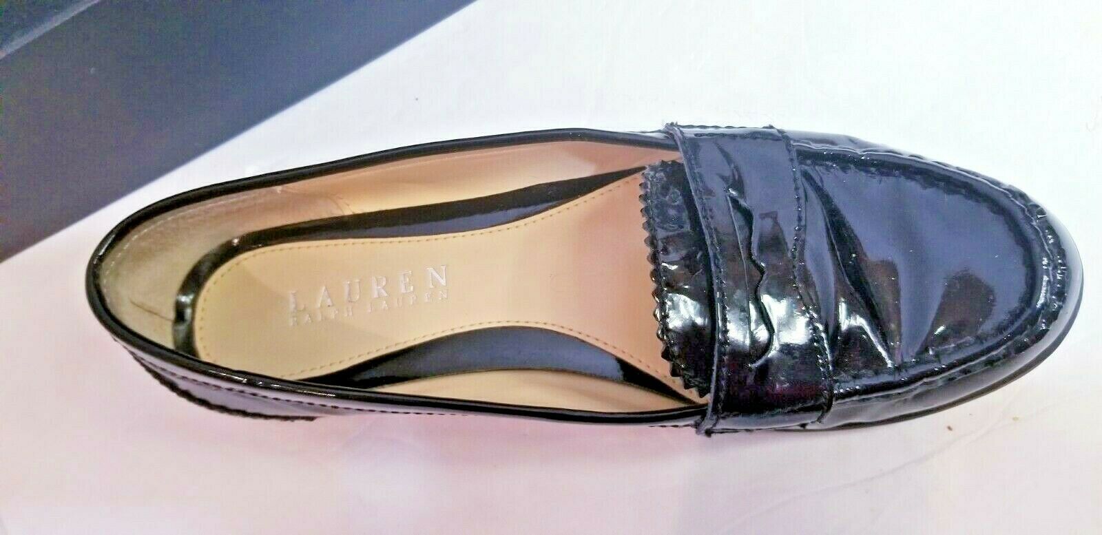 Lauren By Ralph Lauren Womens Penny Loafers Size 8.5 B Black Patent ...