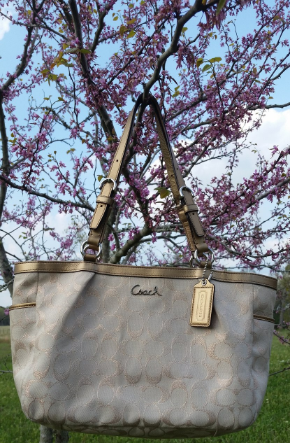 coach gold metallic tote bag