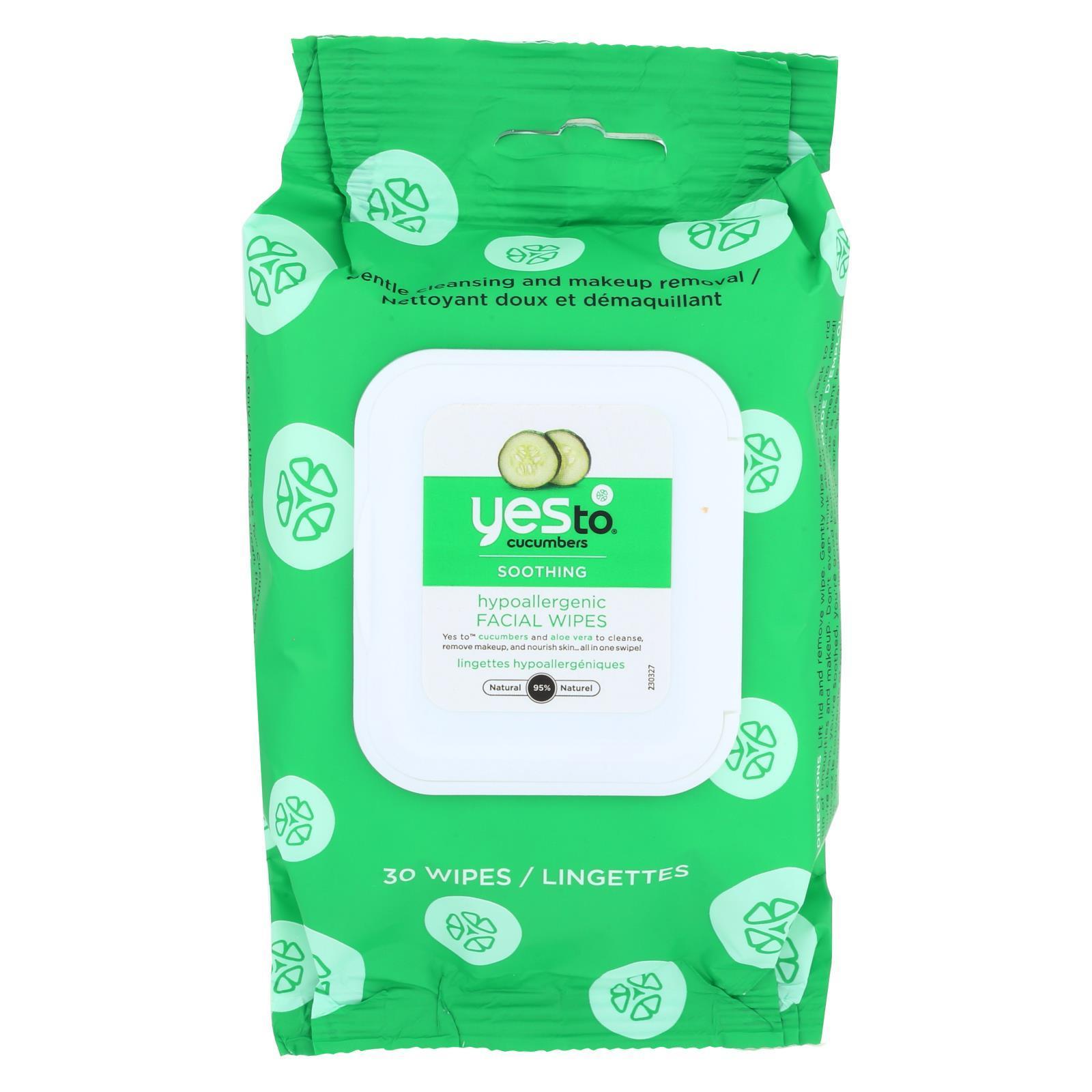 Yes To Cucumbers Facial Towelettes - Soothing - Hypoallergenic - 30 Count - Case