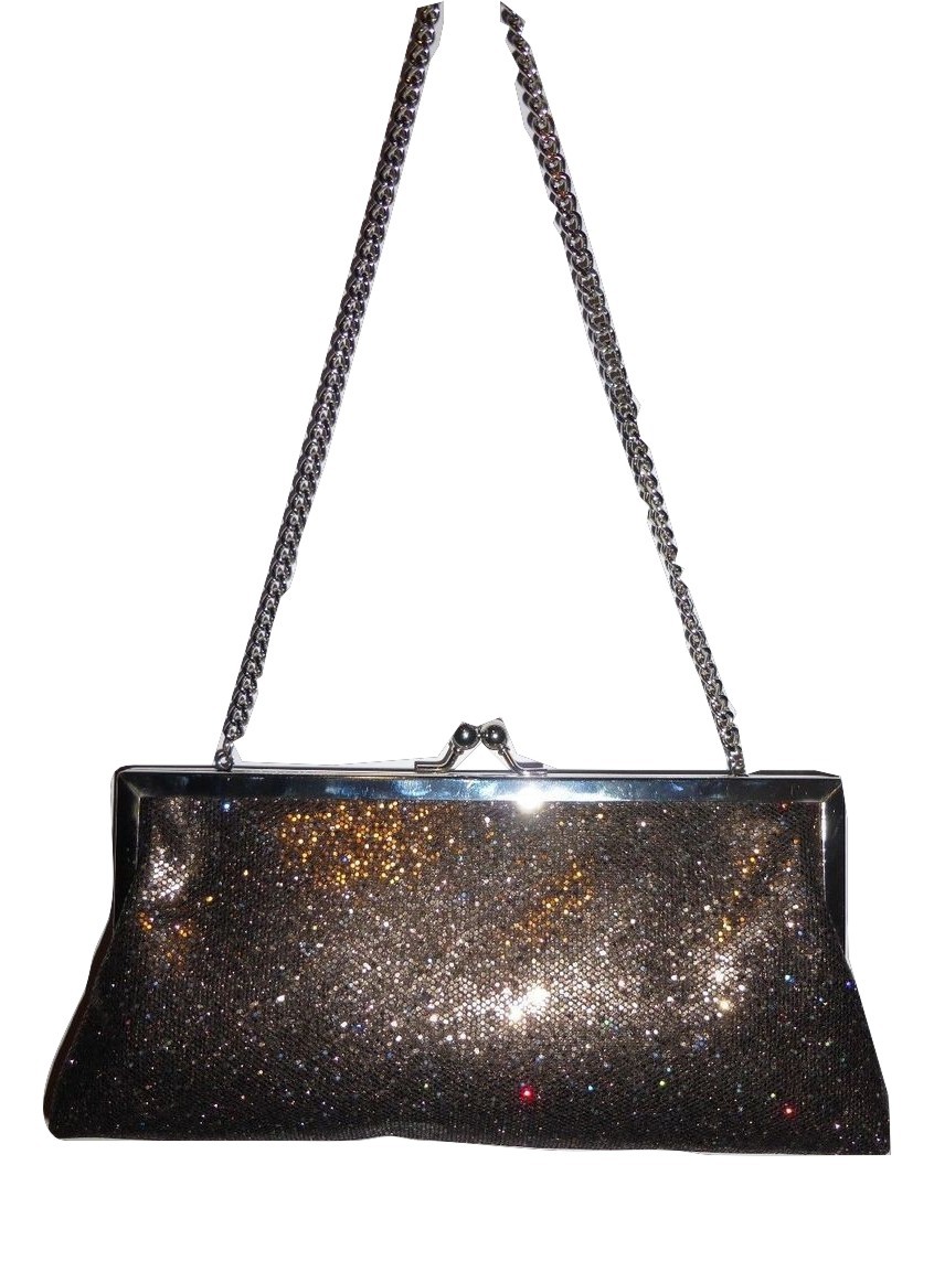 Cookie Lee Evening bag Handbag Purse Clutch Chain Link Strap Metalic