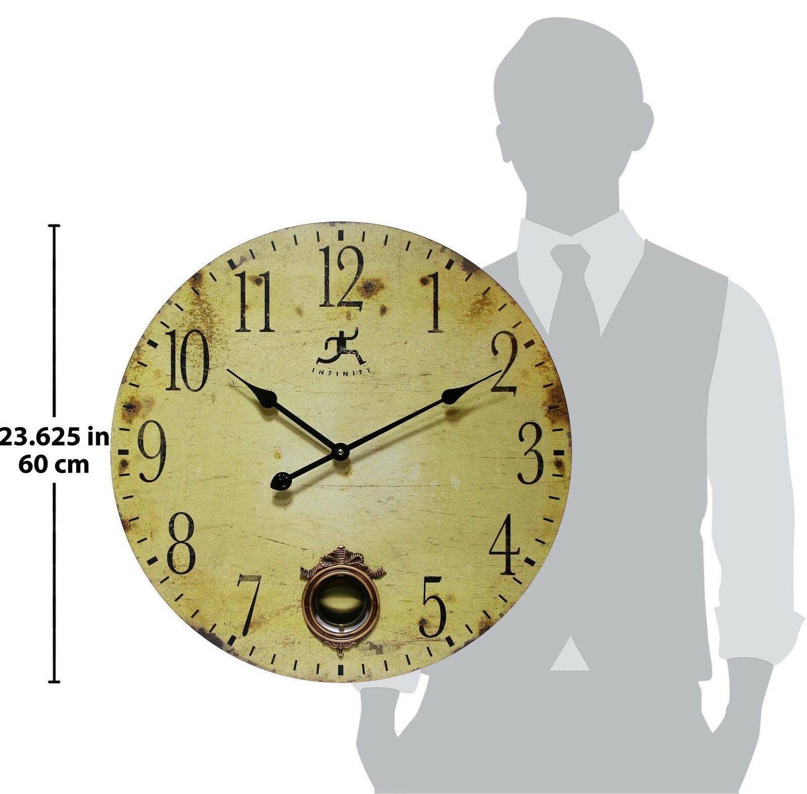 Cottage Grove Large Decorative Wall Clock with Pendulum 24 inch Wall