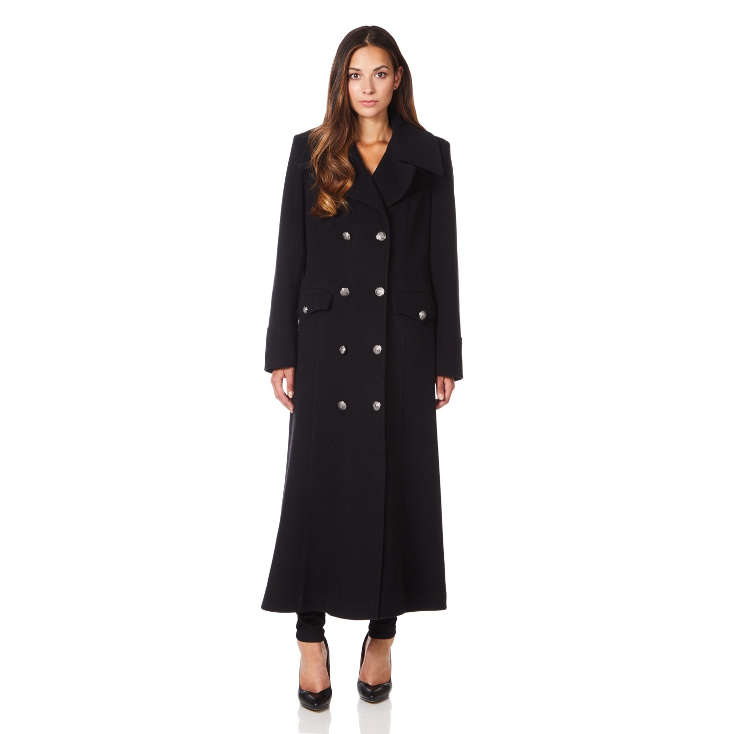De La Creme Womens Wool & Cashmere Blend Double Breasted Maxi Coat