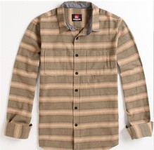Men's Guys Quiksilver Badlands Gold Stripe Flannel Woven Button Up Shirt New $45 - $26.99