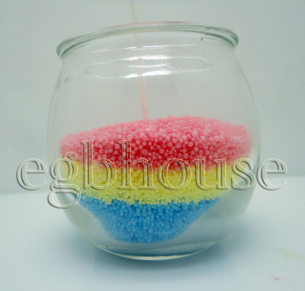 Scented Granulated Candle Wax 4 colors, 1 glass jar, 3 wicks free