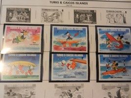 Set of 6 Disney Stamps 1984 Los Angeles Olympics, Turks &amp; Caicos Islands... - $14.85