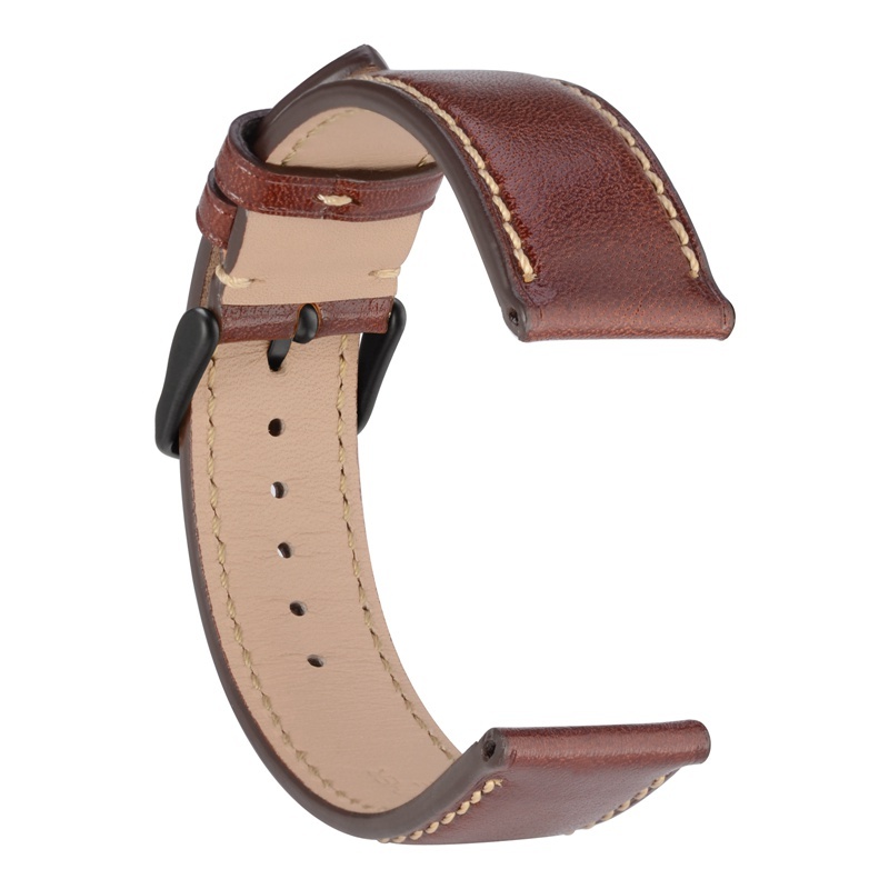 WOCCI Classic Look Watch Band Burgundy Calfskin Leather Strap 18mm 20mm
