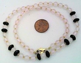 Rose Quartz Black Onyx Gemstone Necklace - $7.85