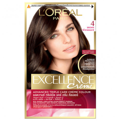 LOREAL EXCELLENCE PRO KERATIN CREAM HAIR COLOR NO. 4 Natural Brown ...