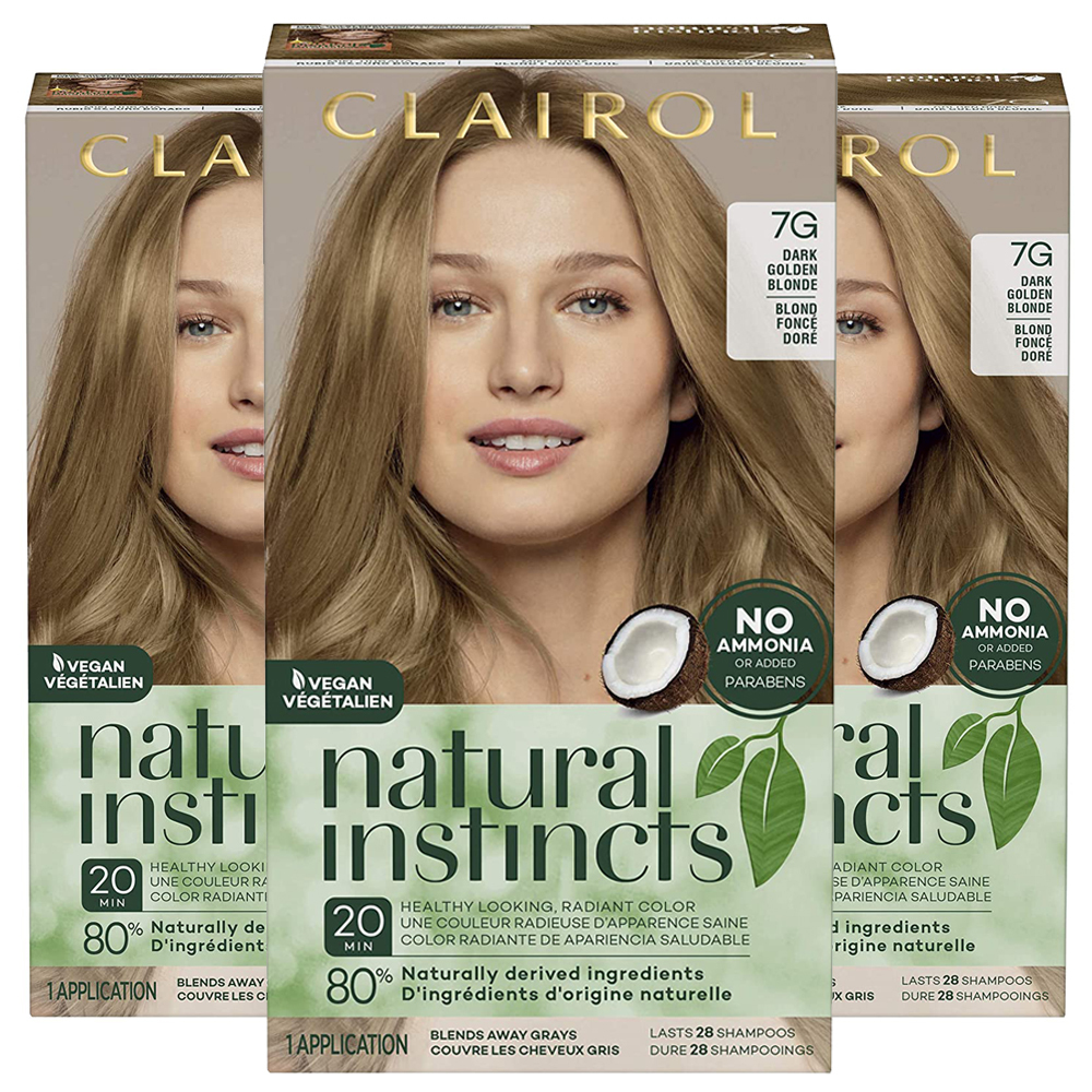 3-New Clairol Natural Instincts Semi-Permanent Hair Dye, 7G Dark Golden Blonde